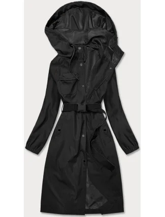 Čierny dlhý kabát s opaskom (AG5-019) Čierny dlhý kabát s opaskom (AG5-019)