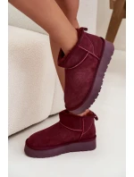 Modne Zamszowe Niskie Śniegowce Bordowe Nucca
