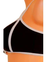 Dámske plavky dvojdielne sexi bikiny Sultry polstrované košíčky zdobené bielymi lemami čierne - Čierna - OEM