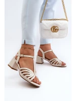 Damskie Sandały Na Obcasie Sergio Leone SK880 Perłowe