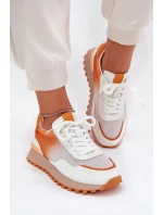 Skórzane Buty Sportowe Z Siateczką Damskie Vinceza 66775 Pomarańczowe