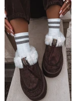 Śniegowce Damskie Z Futerkiem Na Platformie Czekoladowe Rosmira