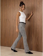 Dámske džínsy s vysokým pásom a opaskom, strih bootcut, sivé, FashionStreet UY3178 Dámske džínsy s vysokým pásom a opaskom, strih bootcut, sivé, FashionStreet UY3178