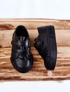 Detské kožené tenisky na suchý zips BIG STAR KK374054 Black