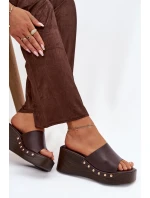 Dámske papuče na platforme 78-200 Tmavo hnedé - Stephan Paris Dámske papuče na platforme 78-200 Tmavo hnedé - Stephan Paris