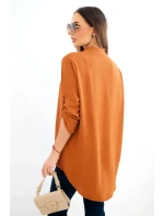 Blúzka s dlhším zadným dielom tmavá ťava