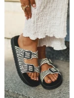 Zamszowe Klapki Damskie Z Klamrami D.Franklin DFSH405002 Zebra