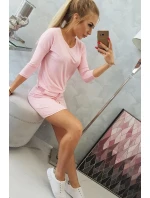 Viskózové šaty s viazaním v páse, púdrovo ružové Viskózové šaty s viazaním v páse, púdrovo ružové