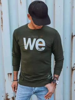 Pánska khaki mikina s potlačou FashionStreet BX5368