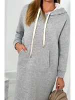 Dlhé šaty s kapucňou šedý