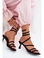 Dámské sandály na podpatku s pásky Černé Samara