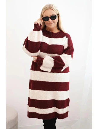 Dámske pletené šaty 8111 burgundy-beige - Kesi
