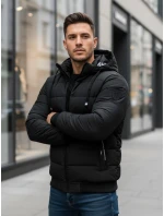 Pánska prešívaná zimná bunda s kapucňou čierna FashionStreet TX5094 Pánska prešívaná zimná bunda s kapucňou čierna FashionStreet TX5094