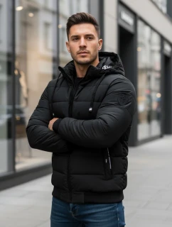 Pánska prešívaná zimná bunda s kapucňou čierna FashionStreet TX5094