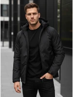 Pánska zimná bunda s kapucňou čierna FashionStreet TX5119