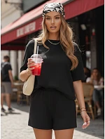 Dámsky letný pruhovaný komplet Poľský výrobok čierny FashionStreet AY1162 Dámsky letný pruhovaný komplet Poľský výrobok čierny FashionStreet AY1162