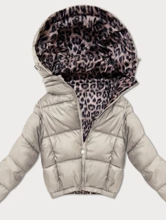 Dámska obojstranná krátka bunda Minority v béžovej farbe pantera (M6-6001-62)