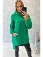 Zateplená mikina s dlhším zadným dielom svetlozelená