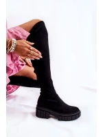 Zamszowe Damskie Kozaki Za Kolano Czarne Cheera
