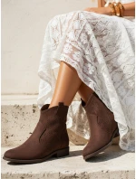 Dámske semišové ažurové čižmy hnedé FashionStreet ZY1346
