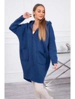 Zateplená mikina na zips s predĺženým zadným dielom, džínsovina Zateplená mikina na zips s predĺženým zadným dielom, džínsovina