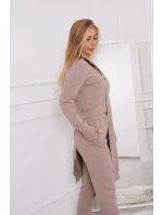 Mikinová súprava s dlhšou stranou tmavo béžová