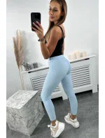 Pruhované legíny s vysokým pásom modré