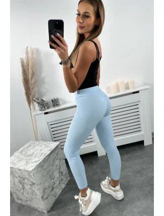 Pruhované legíny s vysokým pásom modré