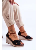 Sandały Damskie Na Koturnie Czarne Daphne