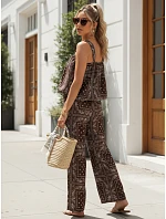 Dvojdielny dámsky letný komplet s viskózou, hnedý, FashionStreet AY1203