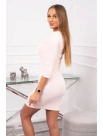 Šaty s gombíkovým výstrihom púdrovo ružové