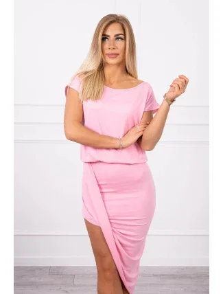 Svetloružové asymetrické šaty