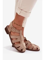 Dámské Římské Sandály s Zlatým Přezkou Béžové Janessa