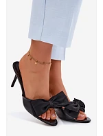 Dámské sandály na jehlovém podpatku s mašlí Černé Jelessa