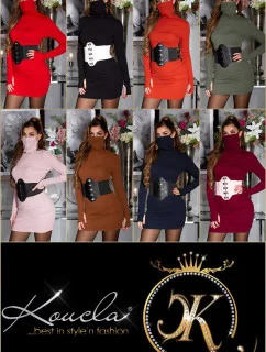 Módne priliehavé šaty s maskou K7835 - Koucla