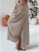 MODERESS dámske pruhované nohavice so širokými nohavicami hnedé FashionStreet UY2695