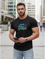 Pánske tričko s klasickou čiernou potlačou FashionStreet NX5020R