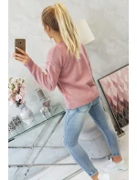 Sveter s výstrihom do V tmavo ružový