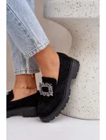 Dámske mokasíny na podpätku JH23-61 Black - Krok vo veľkom štýle Dámske mokasíny na podpätku JH23-61 Black - Krok vo veľkom štýle