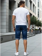 Pánske džínsové šortky s vyhrnutými nohavicami tmavomodré FashionStreet SX2614 Pánske džínsové šortky s vyhrnutými nohavicami tmavomodré FashionStreet SX2614