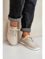 Sznurowane Półbuty Z Naturalnej Skóry D&A LR51-645 Beżowe