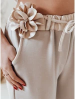 Dámske maslové nohavice s kvetmi LEGISSA light beige FashionStreet UY2404