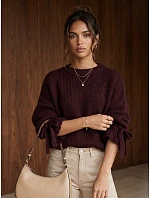 Dámsky oversize sveter v bordovej farbe od FashionStreet MY2569 Dámsky oversize sveter v bordovej farbe od FashionStreet MY2569