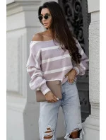 Dámska mikina latte s lodičkovým výstrihom (82139B)