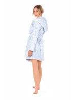 Dámsky župan s kapucňou Flora Short 4856 Patterned Ice Blue - Vestis