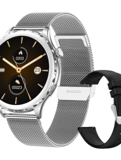 Dámske inteligentné hodinky Rubicon RNCF02-1 Silver + Black Silicone Strap