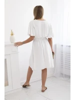 Šaty s vrstveným výstrihom ecru