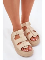 Sandały Damskie Na Platformie Beżowe Nitavelia