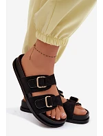 Dámské pantofle se zlatými sponami Černé Pelorin