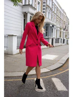 M758 Kabát na gombíky - fuchsiový